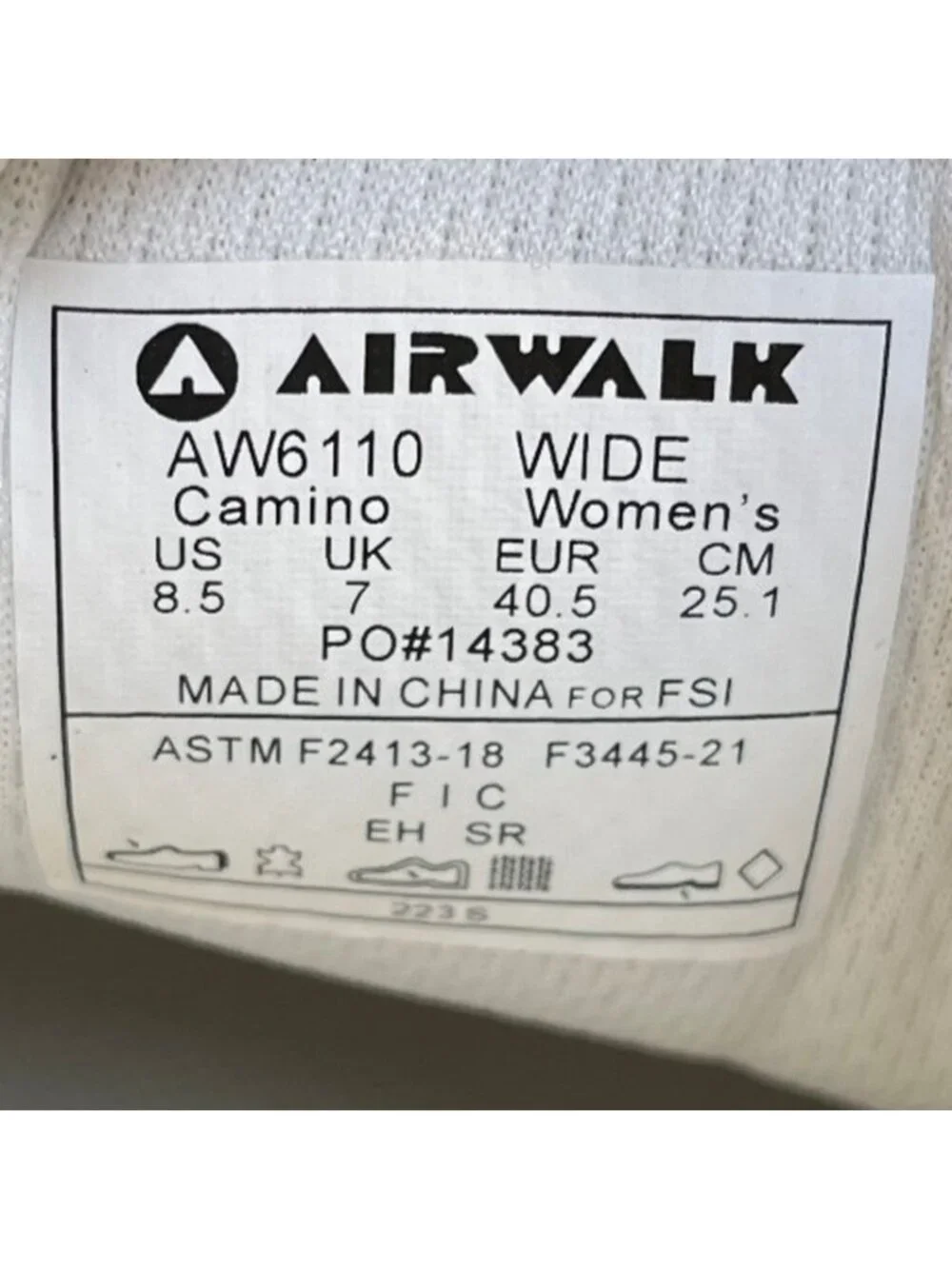 Airwalk Camino Womens Size 8.5D Gray White Suede Composite Toe Safety Work Shoes